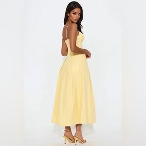 Estella Corset Poplin Midi Dress - Butter Yellow